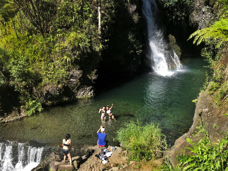 Swimming at Hanawi Falls, Maui, Hawaii